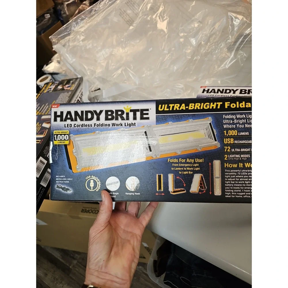 (2) HANDYBRITE Ultra-Bright Foldable Work Lights 1000 Lumens USB Recharge